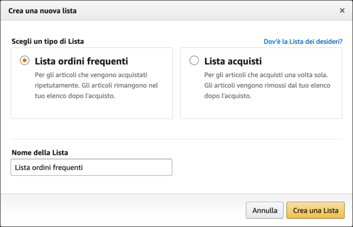 Lista desideri di Amazon business