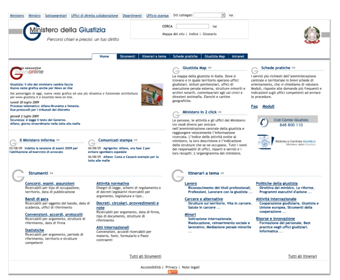 Redesign di Giustizia.it 2009